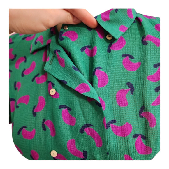 Vintage 60s style collared button up abstract midi textured dress Lui Chantant - Picture 5 of 11